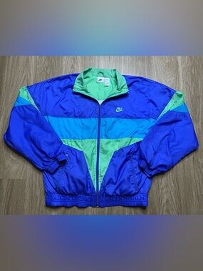 Vintage 90’s Nike Windbreaker Jacket Blue Teal Green Size S